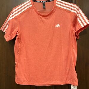 Adidas Running Orange T-Shirt with White Stripes